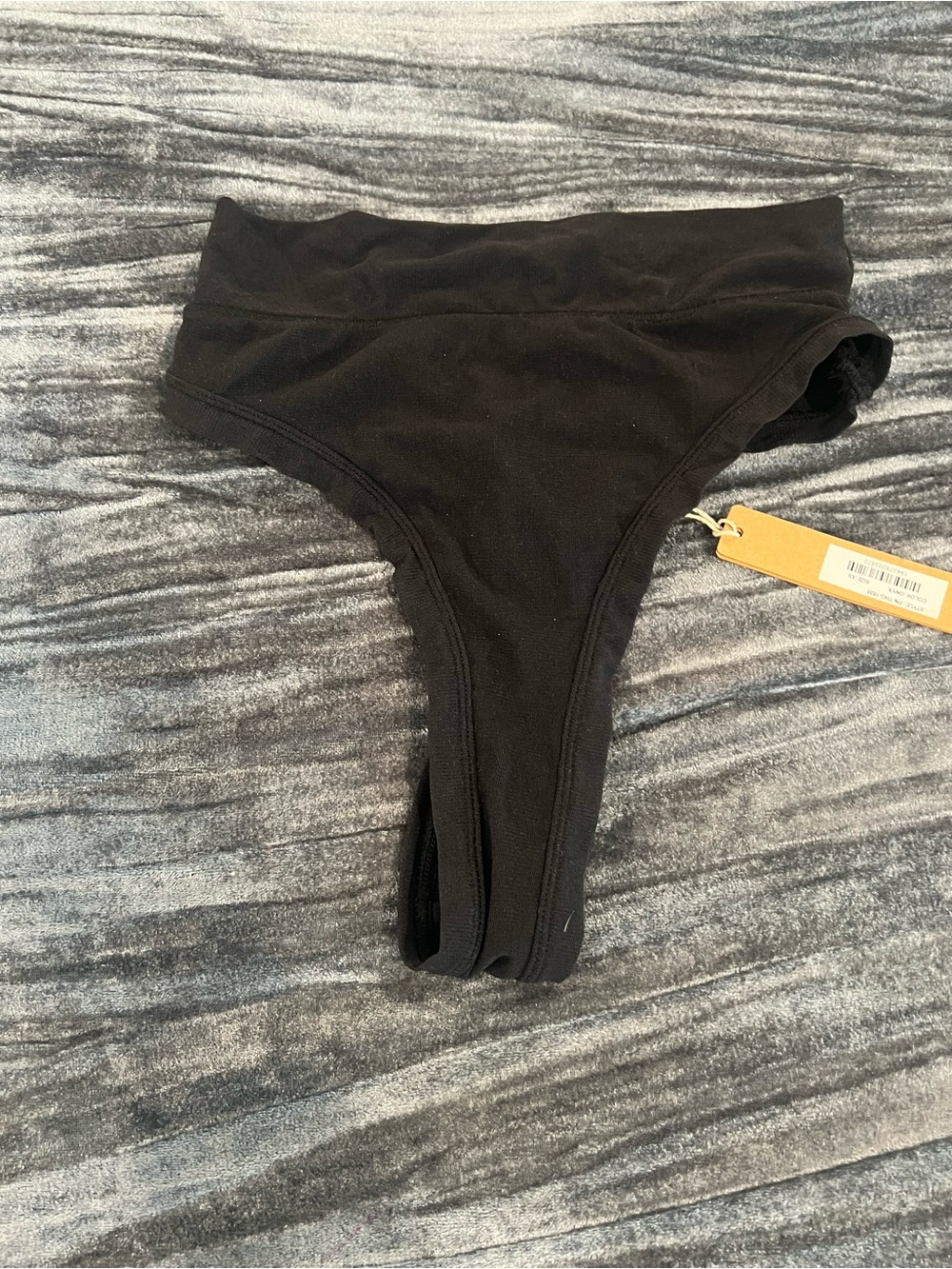 Skims Black High-Waist Thong Bikini Bottom Size XS